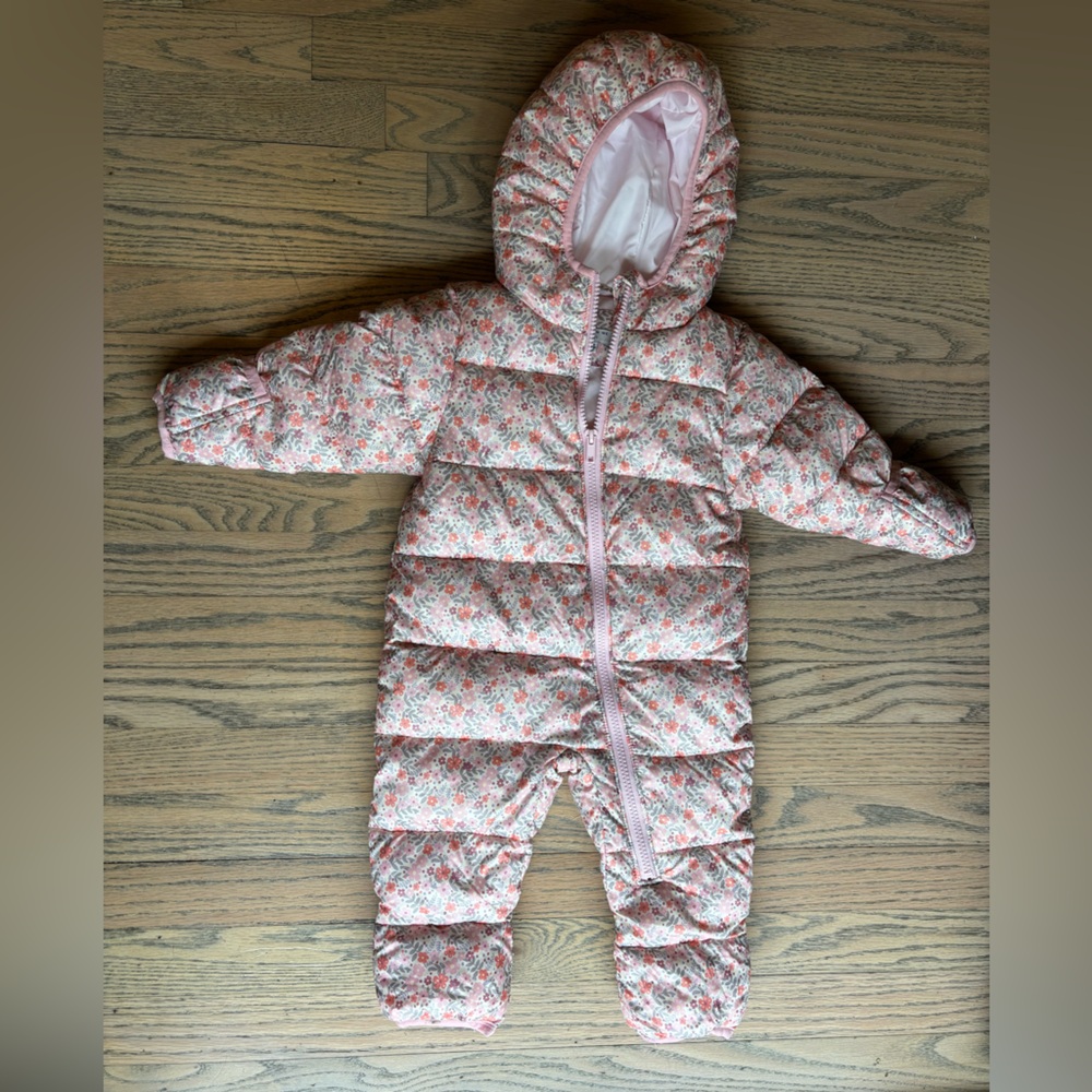 Floral Pink Baby Snowsuit by Maison Me